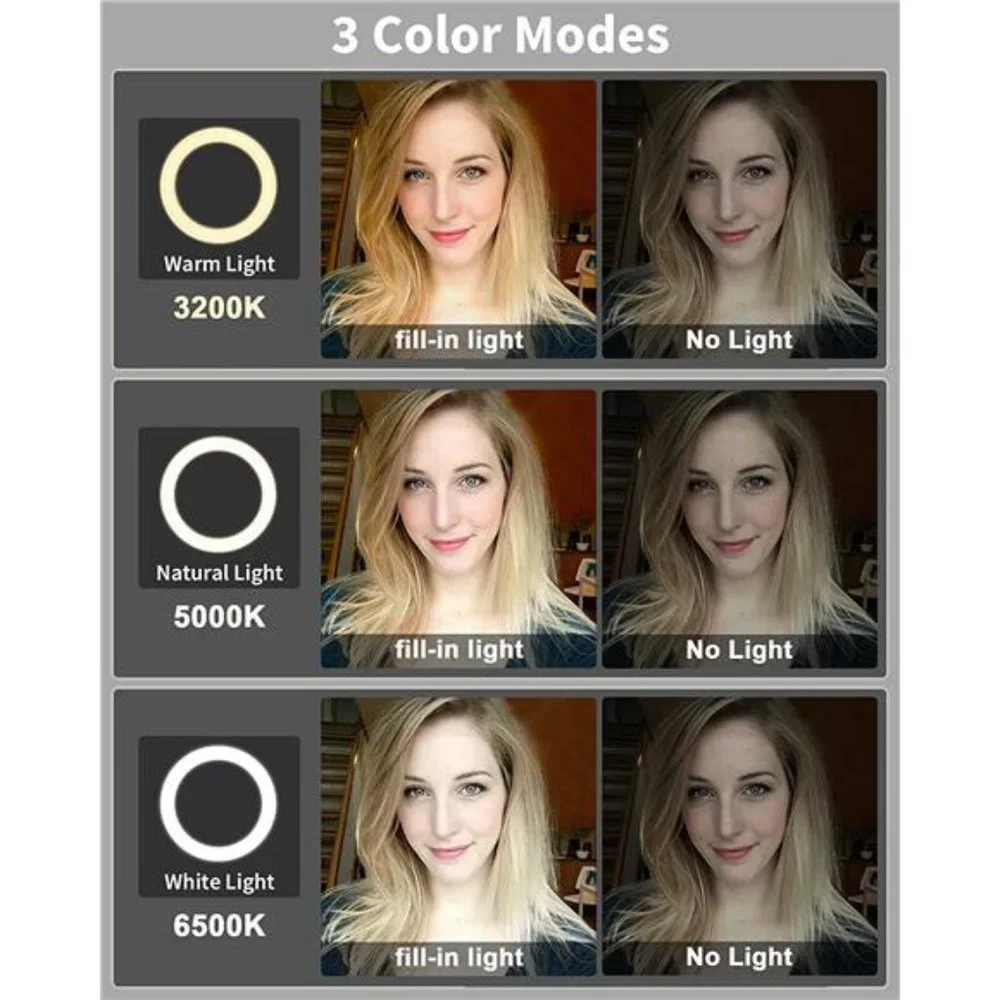 Ring Light with Stand and Phone Holder, USB 10'' Ring Light for Desk